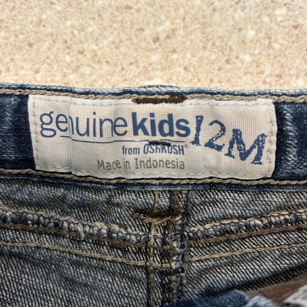 Genuine Kids Oshkosh Vintage Y2k Patchwork Baby Jeans Size 12 Months - Picture 5 of 6